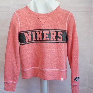 San Francisco 49ers NFL Womens 47 Brand Red Cropped Fleece Line Sweatshirt Small